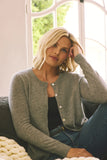 NYDJ Cashmere Crewneck Cardigan - Light Heather Grey