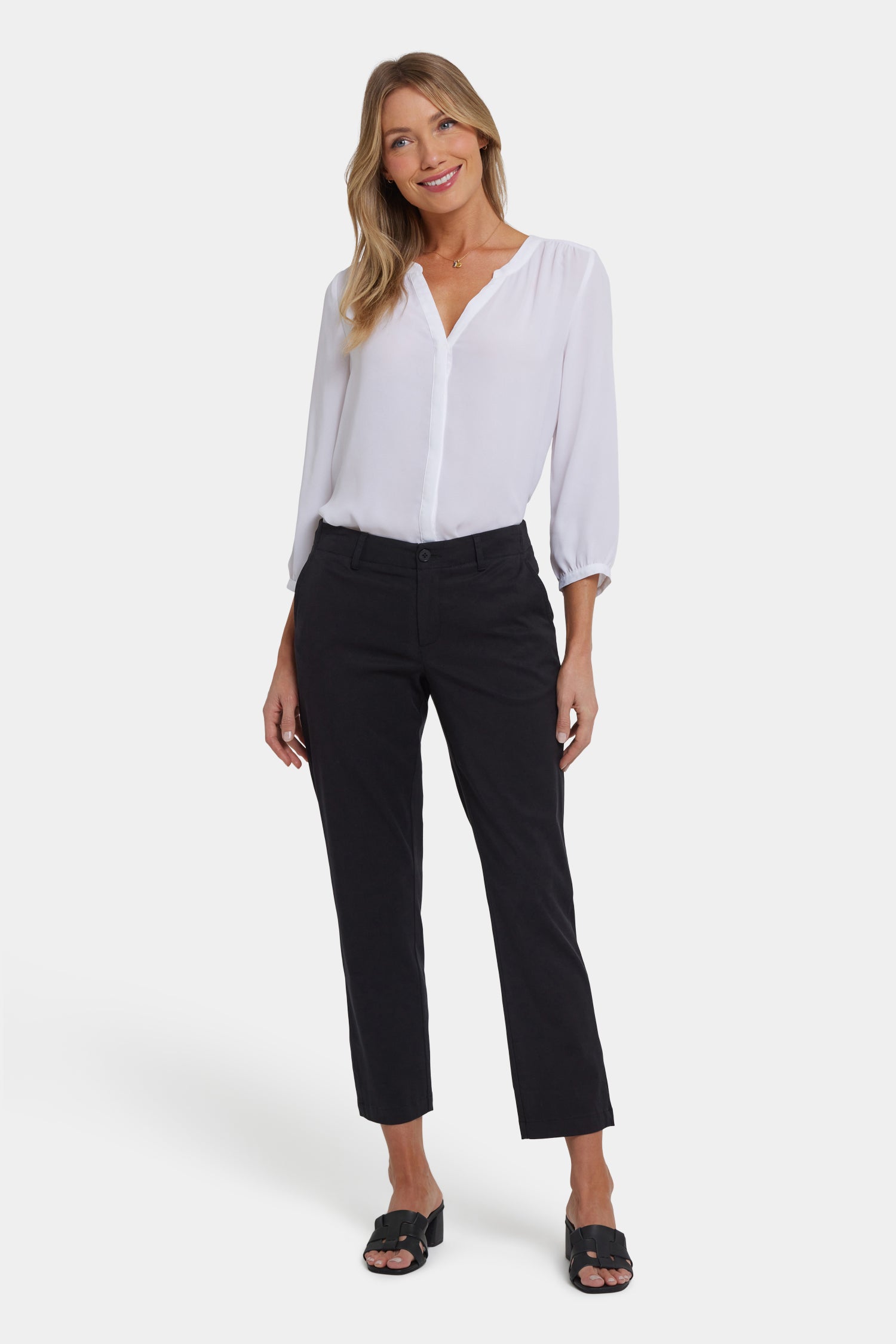 Easy-Fit Ankle Trouser Pants In Stretch Twill - Black Black | NYDJ