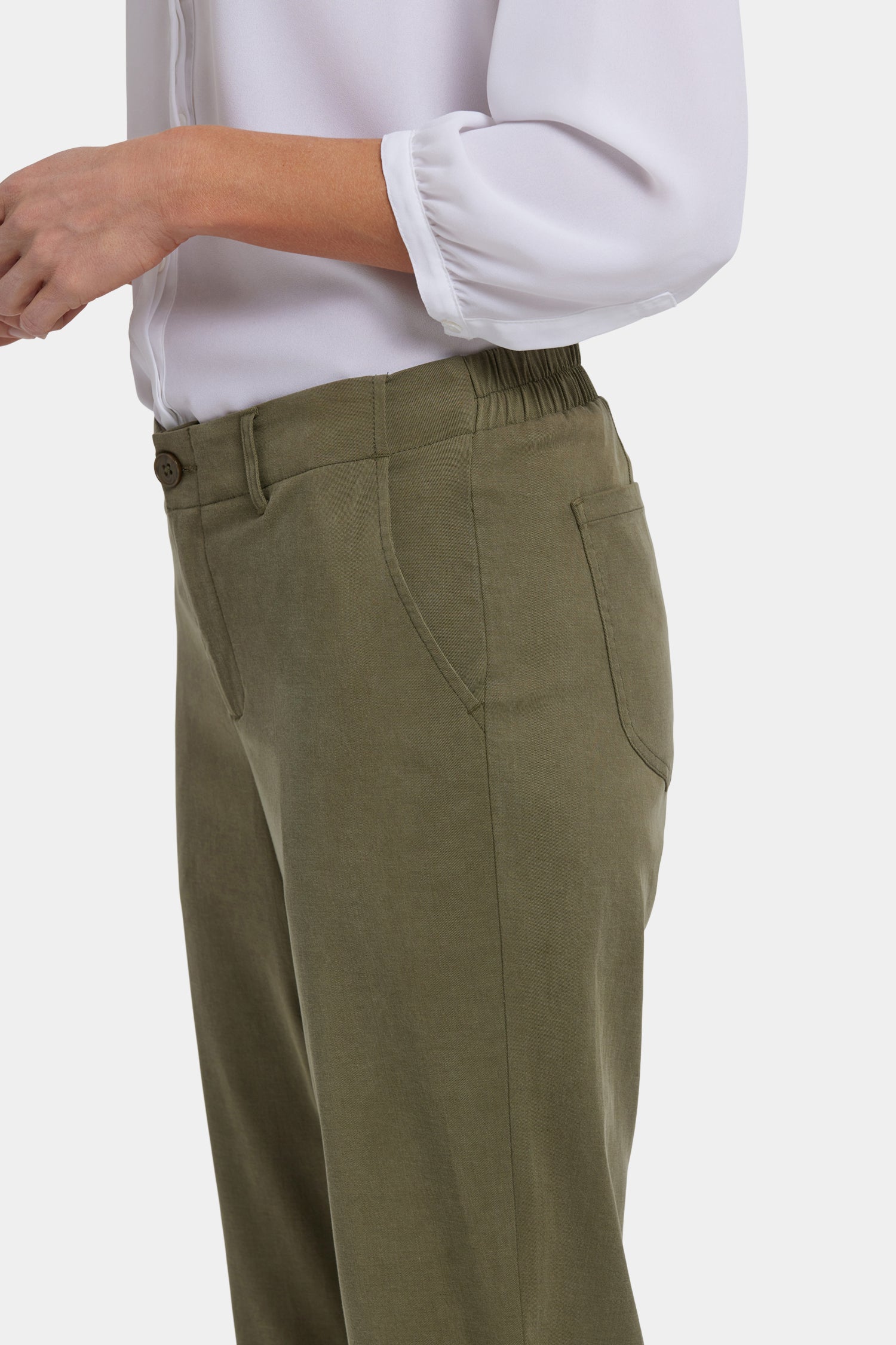 Easy-Fit Ankle Trouser Pants In Stretch Twill - Bay Leaf Green | NYDJ