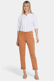 NYDJ Margot Girlfriend Jeans In Tall In Cool Embrace® Denim With Roll Cuffs And 28.5" Inseam - Rust Brown
