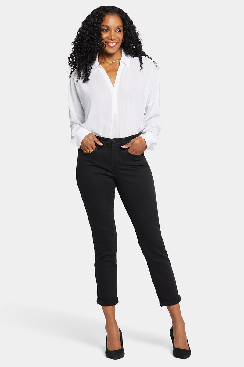 NYDJ Margot Girlfriend Jeans In Cool Embrace® Denim With Roll Cuffs - Black