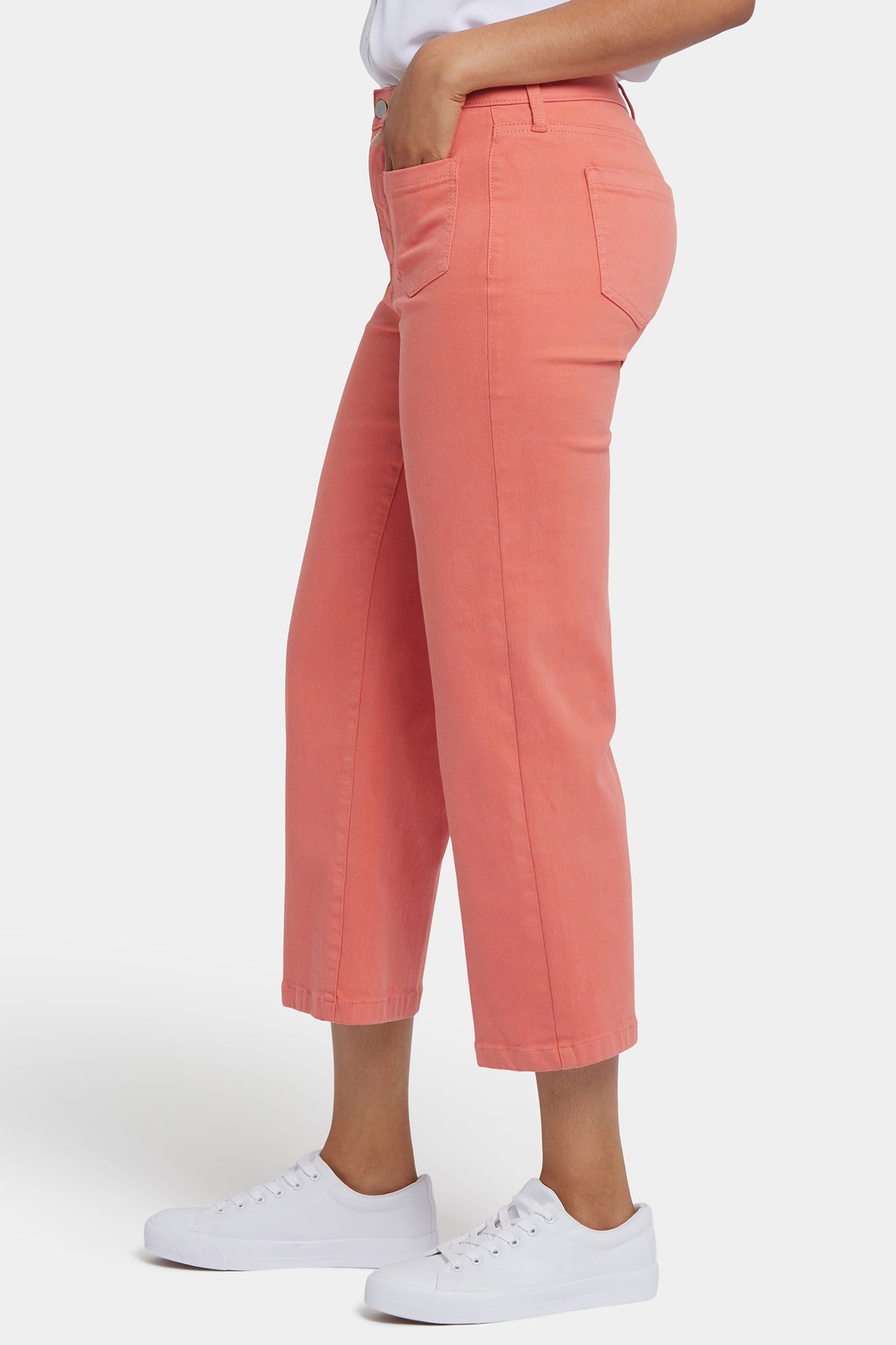 NYDJ Coco Relaxed Wide Leg Crop Jeans In Cool Embrace® Denim With High Rise And Front Patch Pockets - Coral Haze
