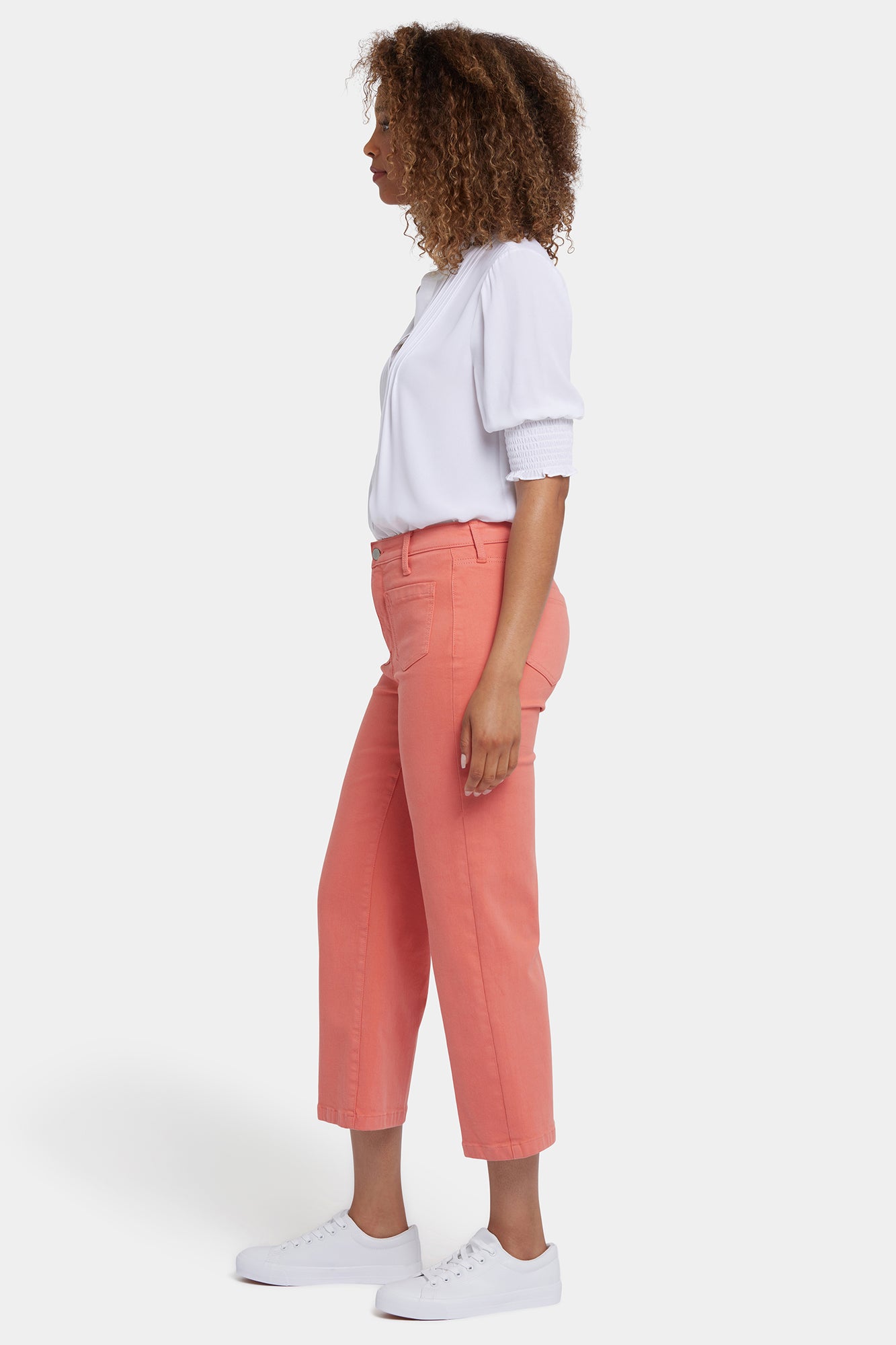 NYDJ Coco Relaxed Wide Leg Crop Jeans In Cool Embrace® Denim With High Rise And Front Patch Pockets - Coral Haze