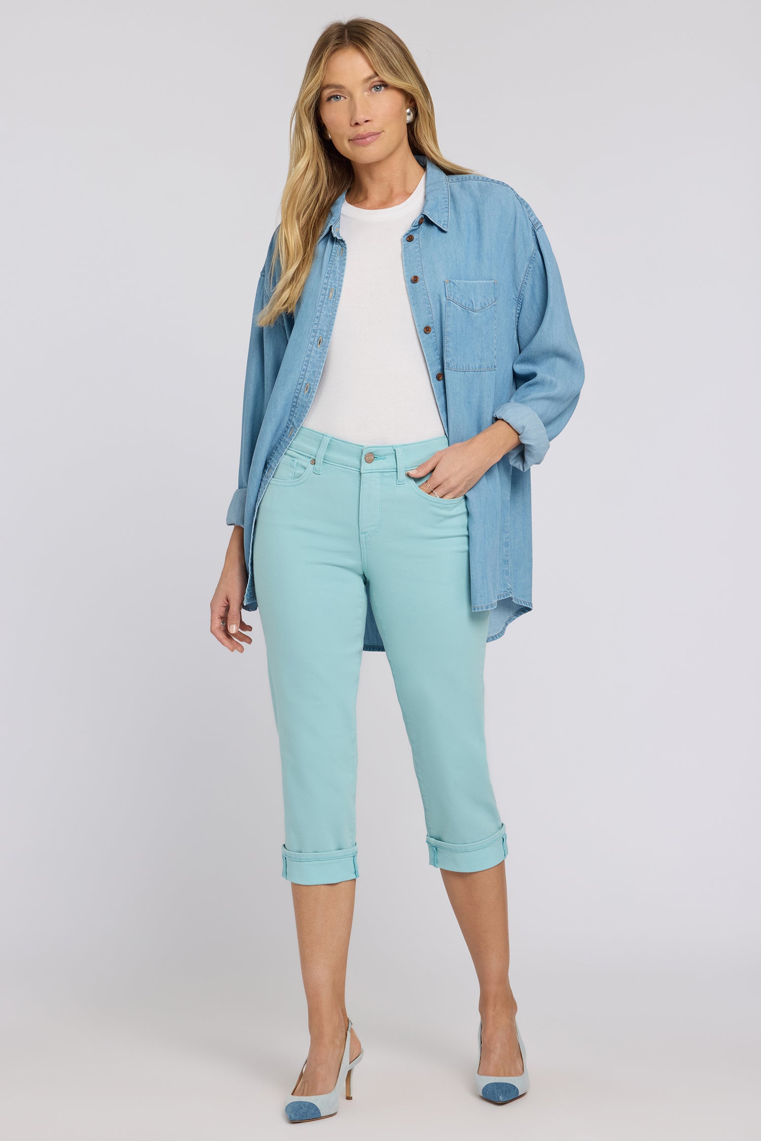 Marilyn Straight Crop Jeans In Cool Embrace® Denim With Cuffs