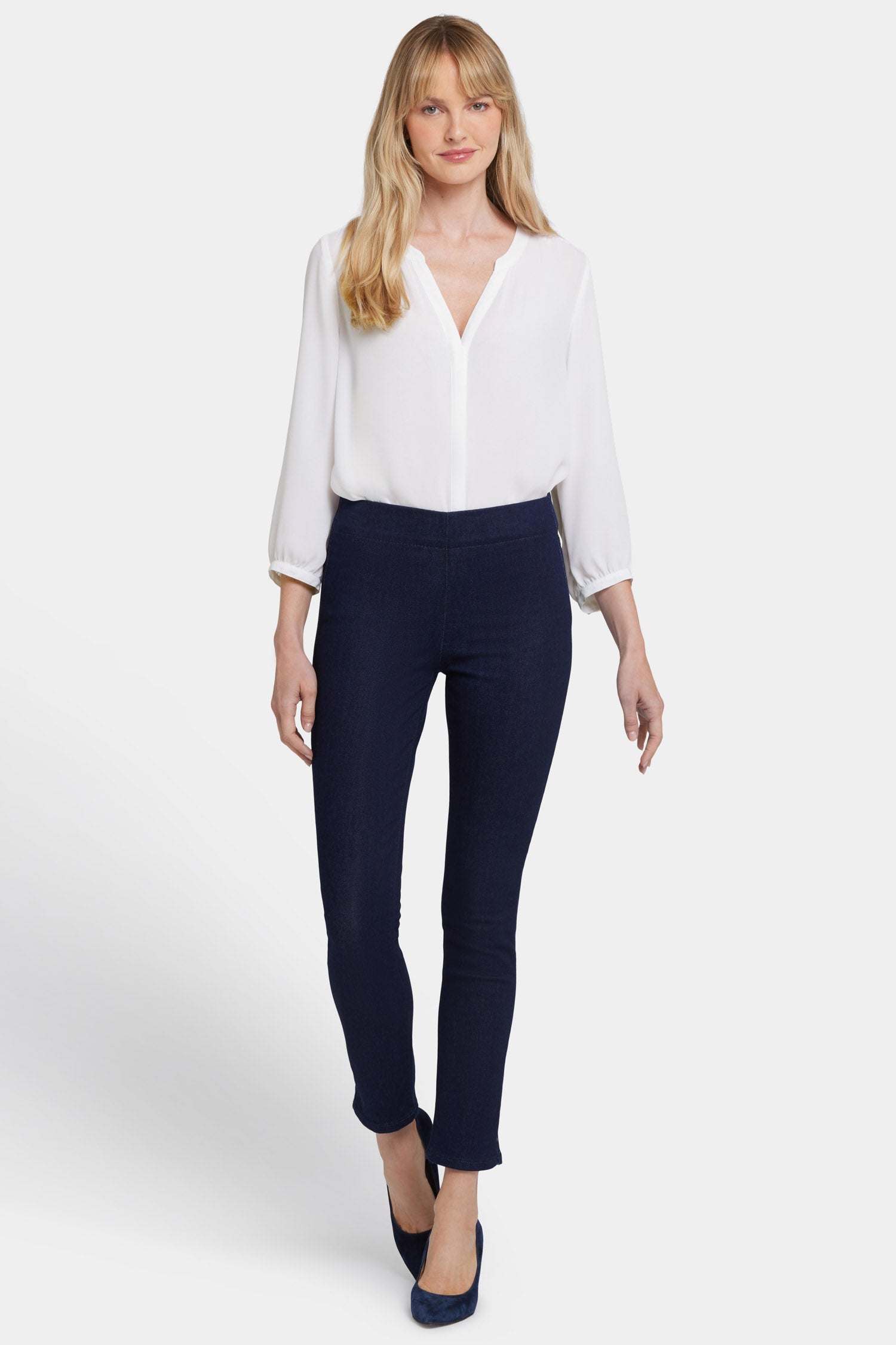 ●J. Rag' Al-Amin Alina Skinny Ankle Pull-On Jeans With Side Slits - Rinse