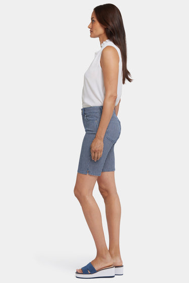 NYDJ Ella Denim Shorts With Side Slits - Malaga Stripe