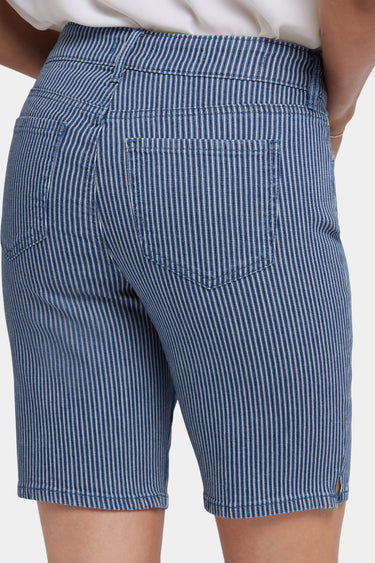 NYDJ Ella Denim Shorts With Side Slits - Malaga Stripe