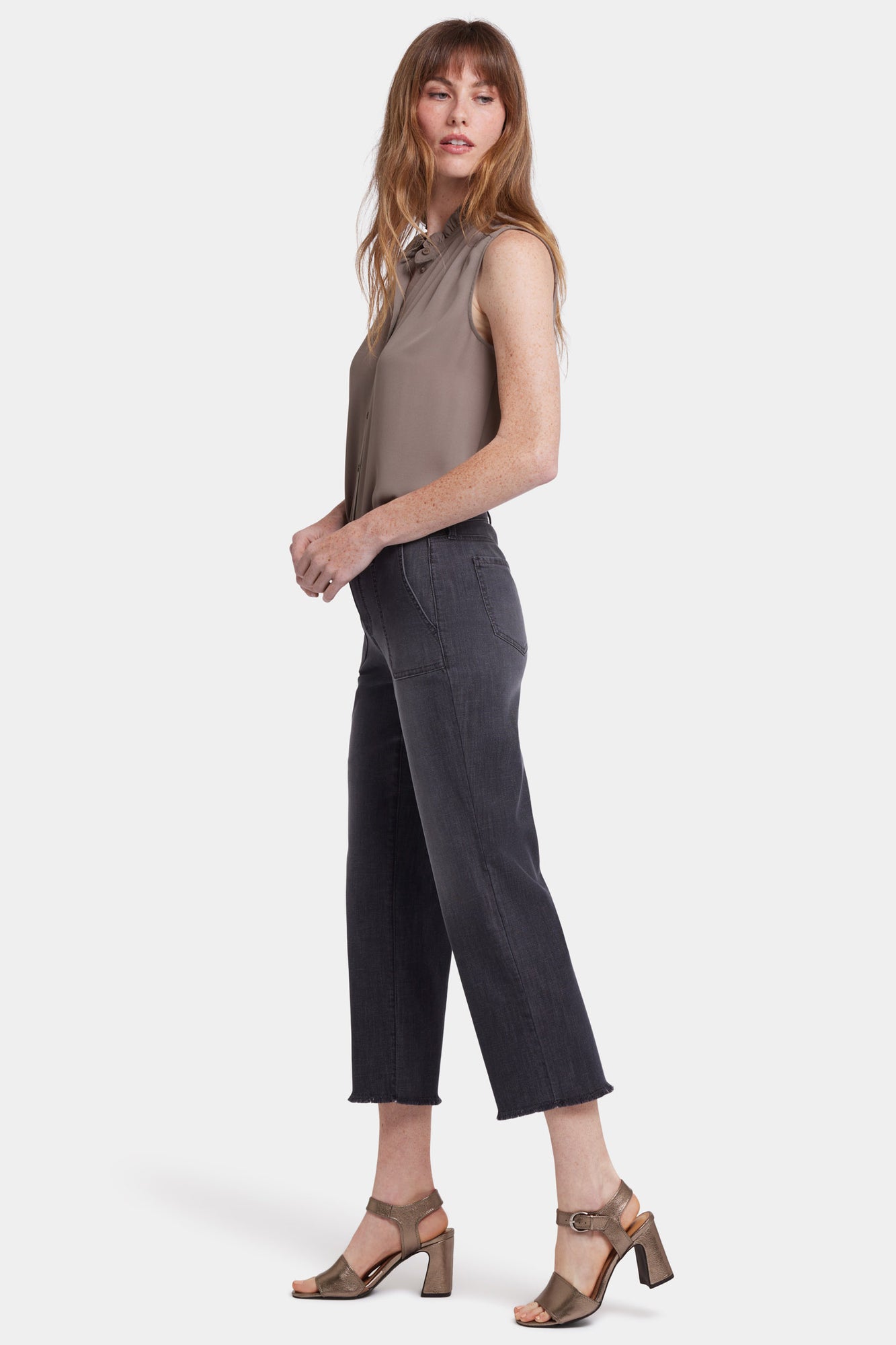 NYDJ Relaxed Piper Crop Jeans With Utility Pockets And Frayed Hems - Castile Dream