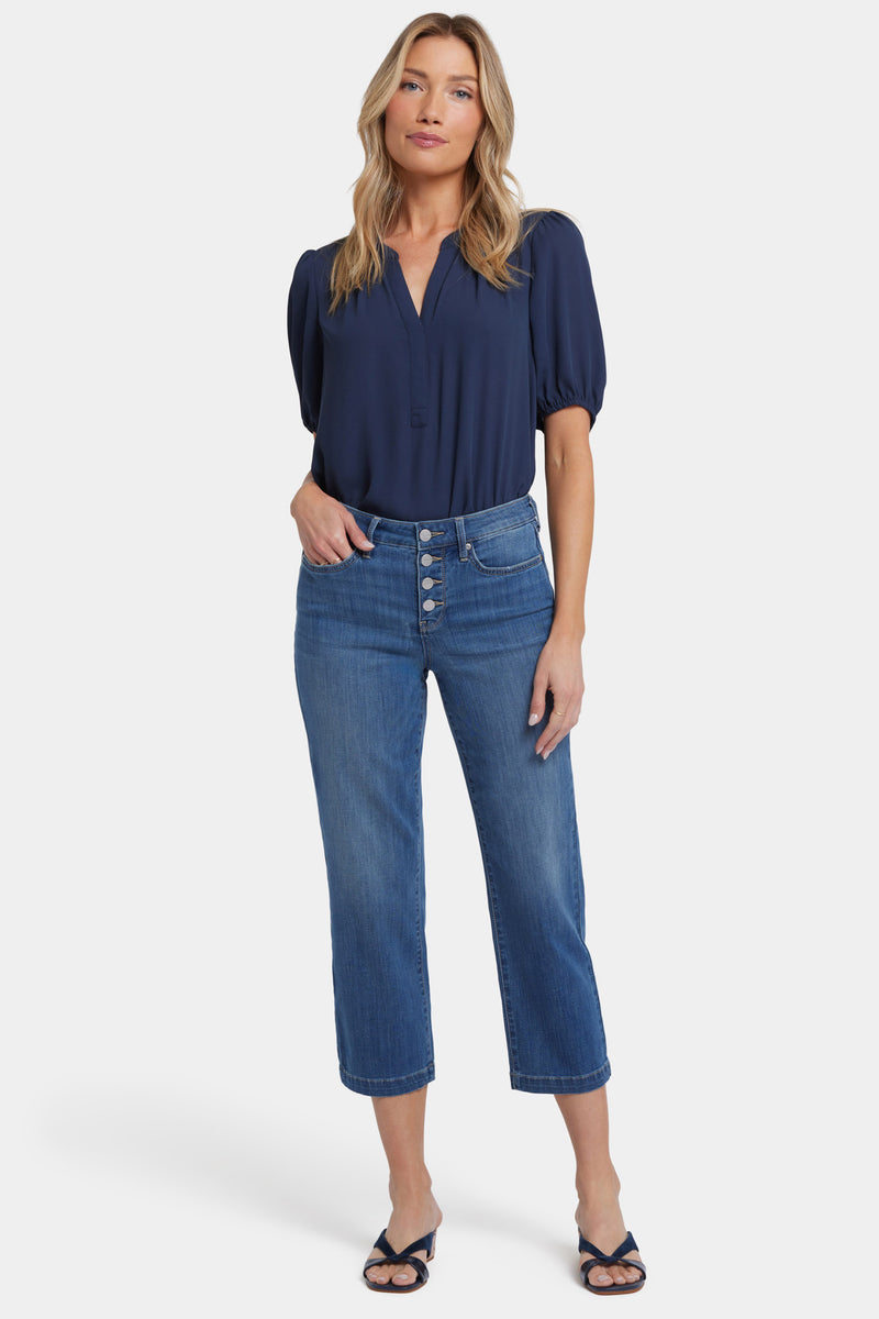 NYDJ Relaxed Piper Crop Jeans With Exposed Button Fly And 1