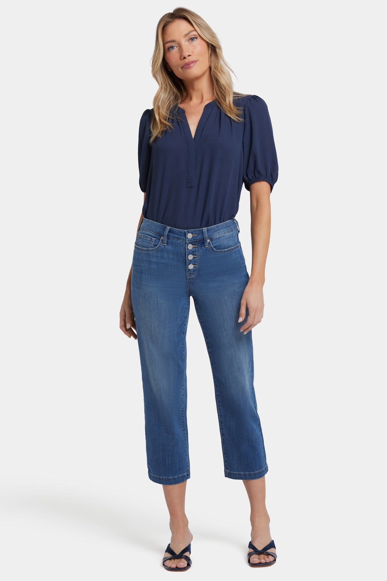 NYDJ Relaxed Piper Crop Jeans With Exposed Button Fly And 1