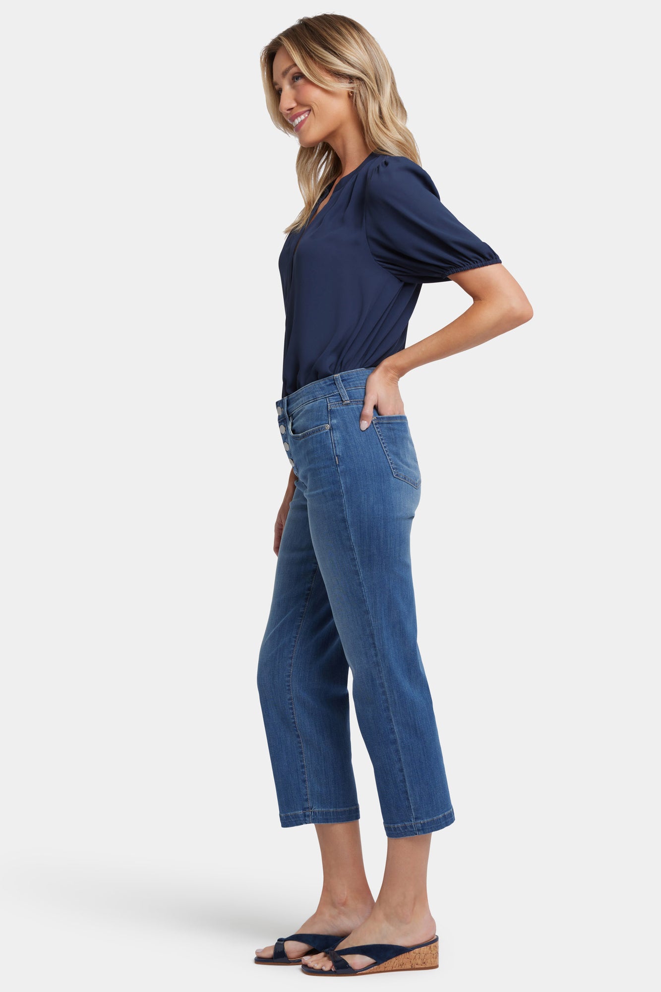 NYDJ Relaxed Piper Crop Jeans With Exposed Button Fly And 1