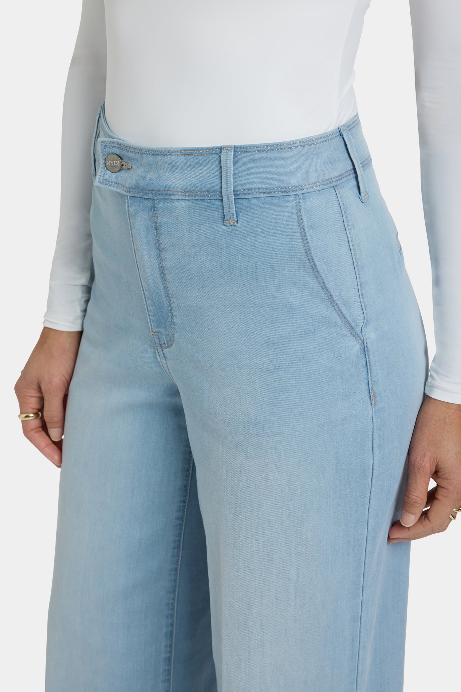 Mona Wide Leg Trouser Jeans With High Rise - Oceanfront Blue | NYDJ