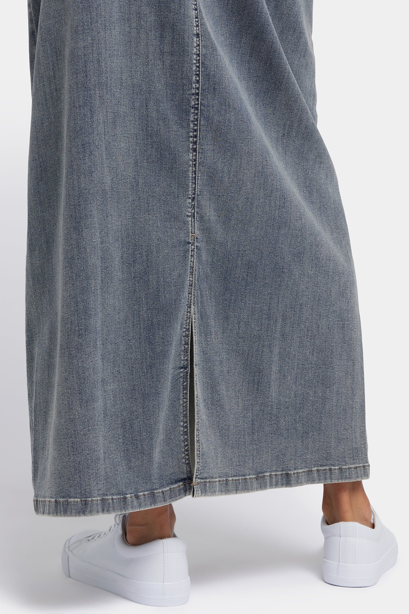 NYDJ High Rise Long A-Line Skirt With Belt And Back Slit - Palma Sea