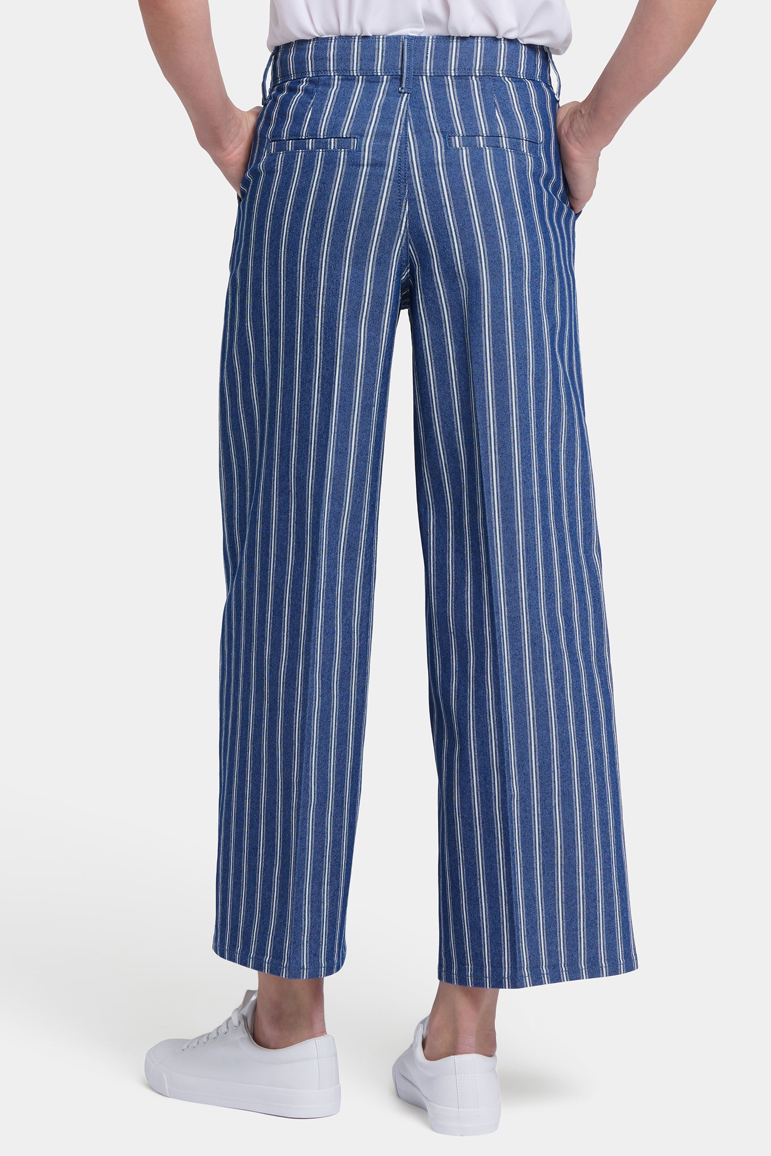 Mona Wide Leg Trouser Ankle Jeans With High Rise - Huelva Stripe