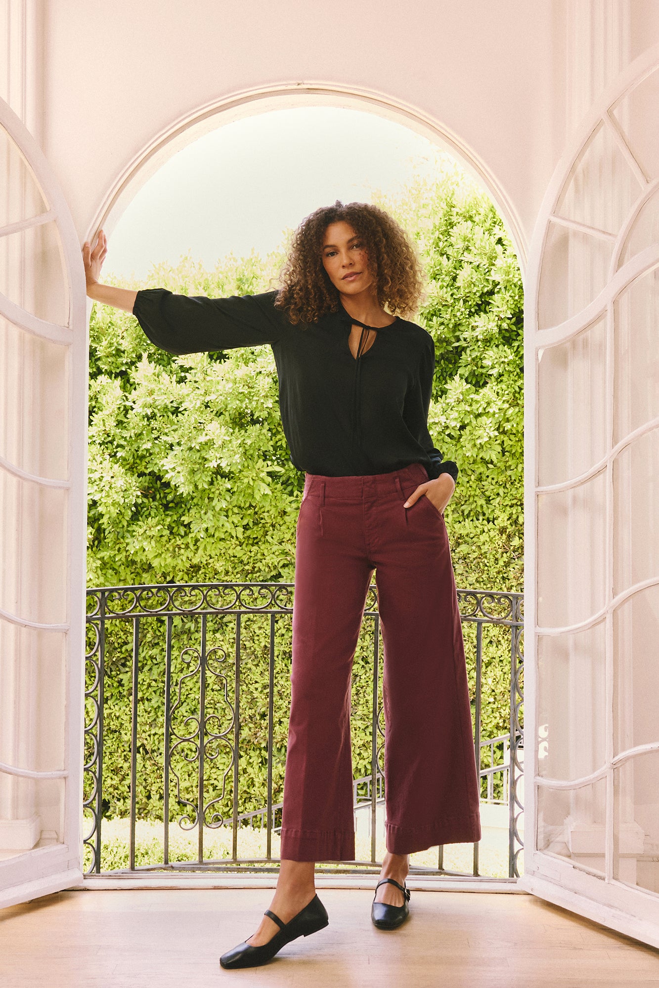 NYDJ Mona Wide Leg Trouser Jeans With High Rise - Sienna Red
