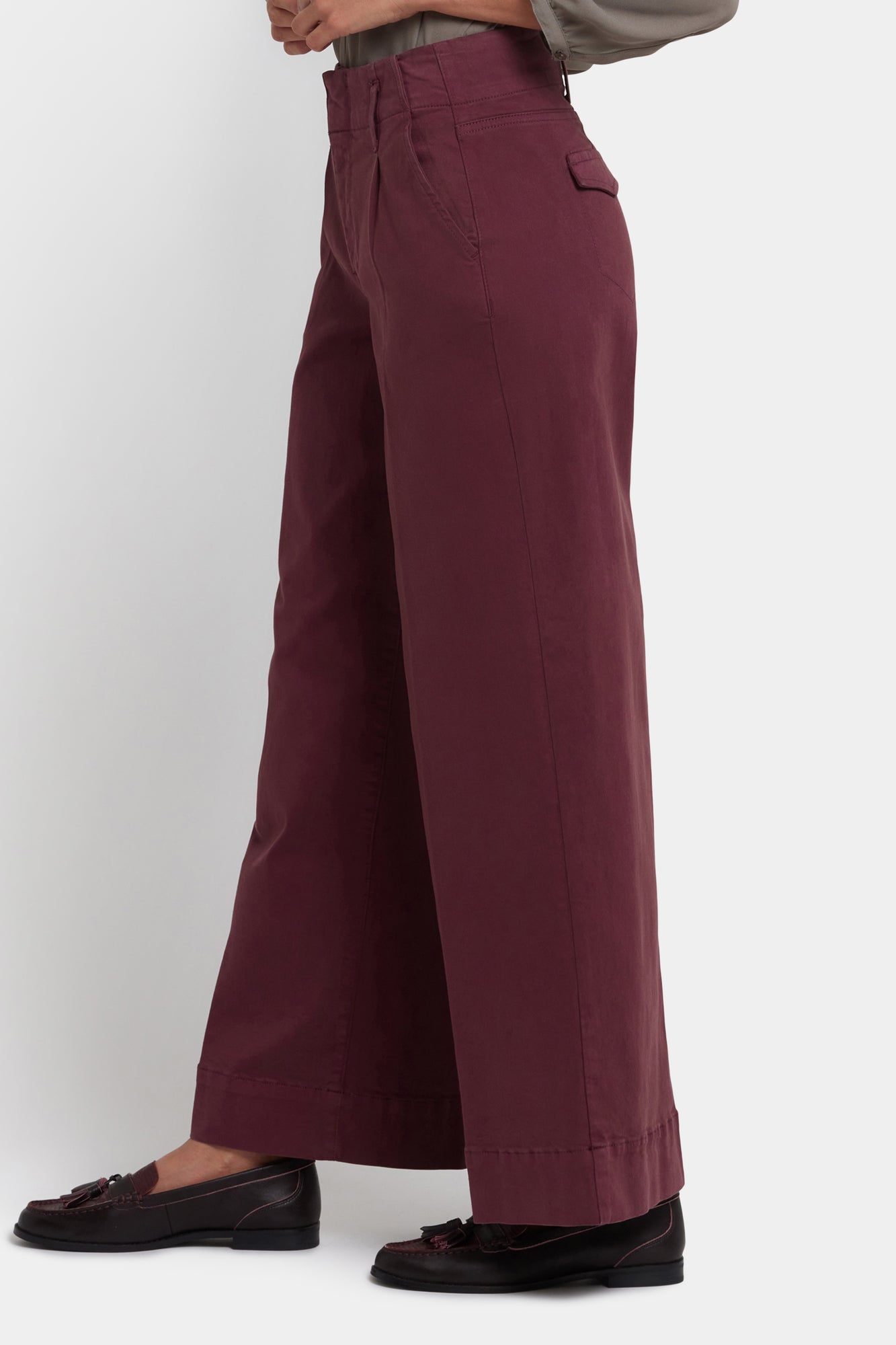 NYDJ Mona Wide Leg Trouser Jeans With High Rise - Sienna Red