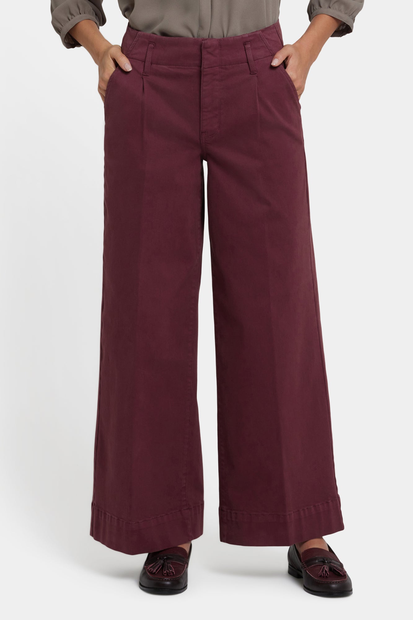 NYDJ Mona Wide Leg Trouser Jeans With High Rise - Sienna Red