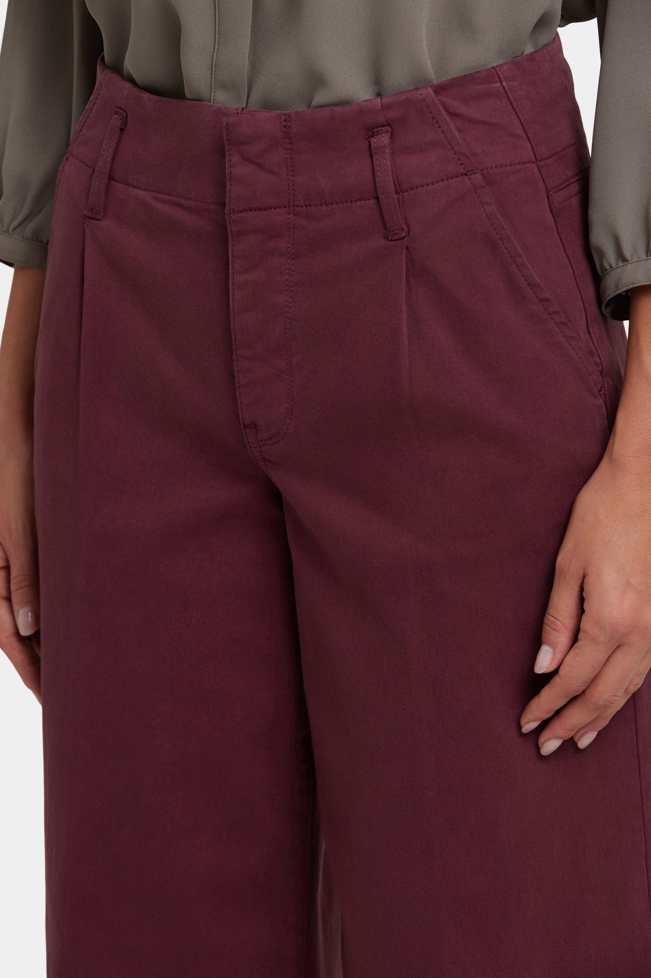 NYDJ Mona Wide Leg Trouser Jeans With High Rise - Sienna Red