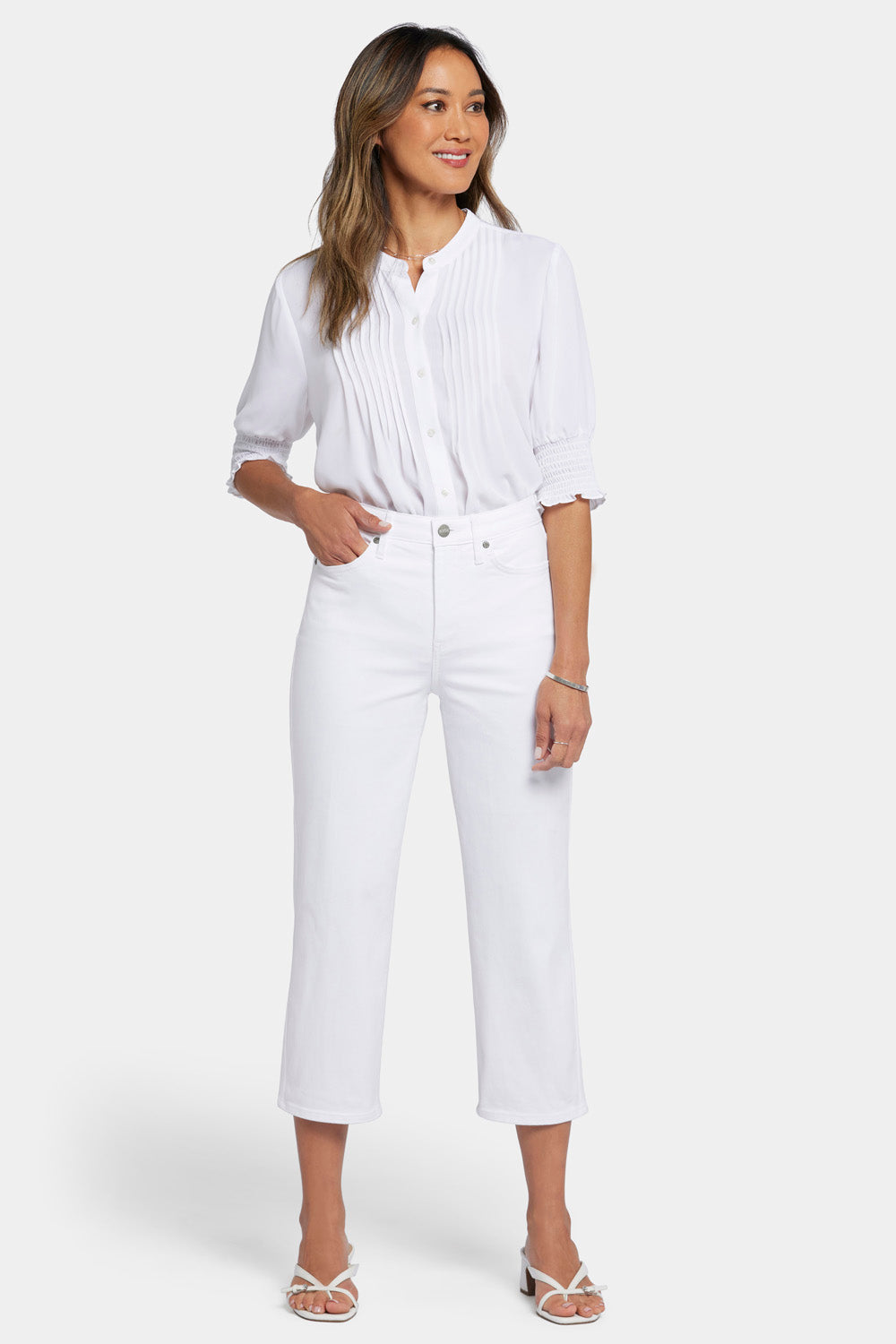 Joni Relaxed Capri Jeans With High Rise - Optic White White