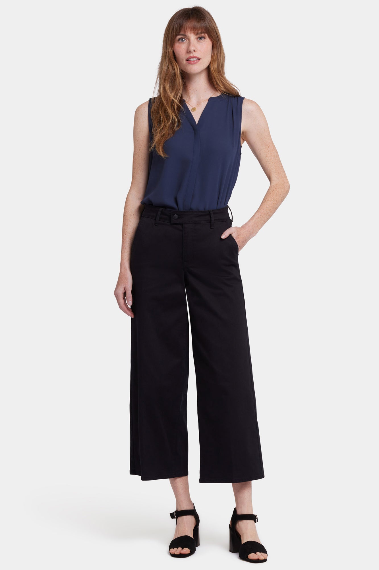 NYDJ Mona Wide Leg Trouser Ankle Jeans With High Rise - Black