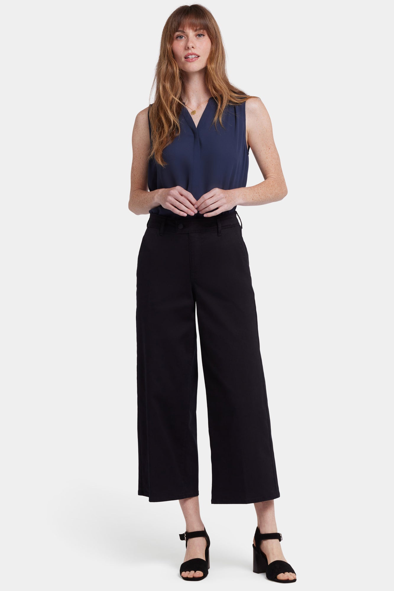 NYDJ Mona Wide Leg Trouser Ankle Jeans With High Rise - Black