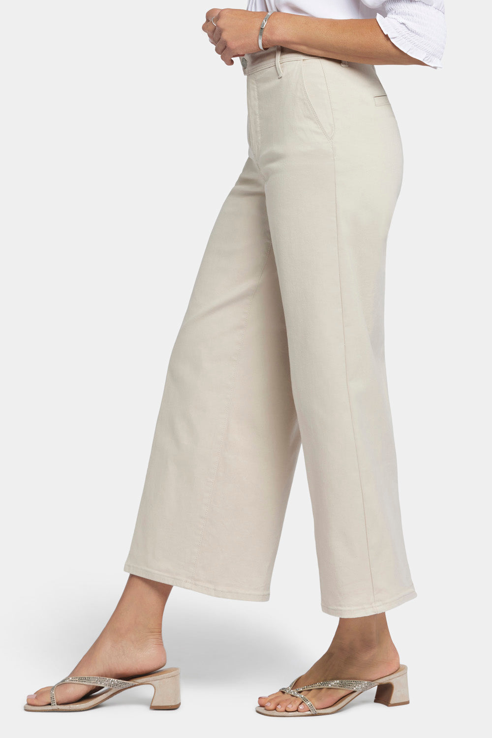 Mona Wide Leg Trouser Ankle Jeans - Feather