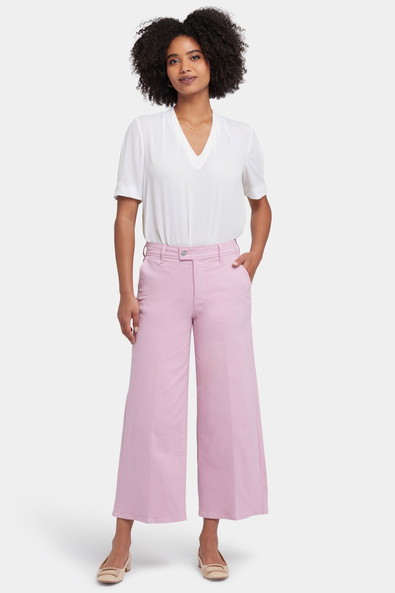 NYDJ Mona Wide Leg Trouser Ankle Jeans With High Rise - Pink Nectar