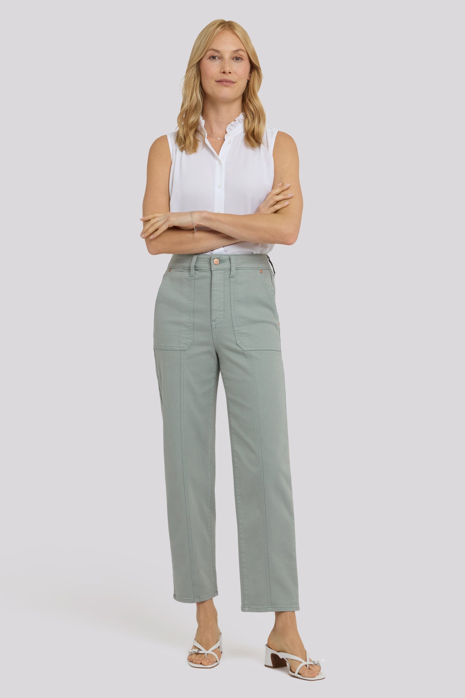 Kasey Stovepipe Ankle Jeans With Utility Pockets And Seam Detail