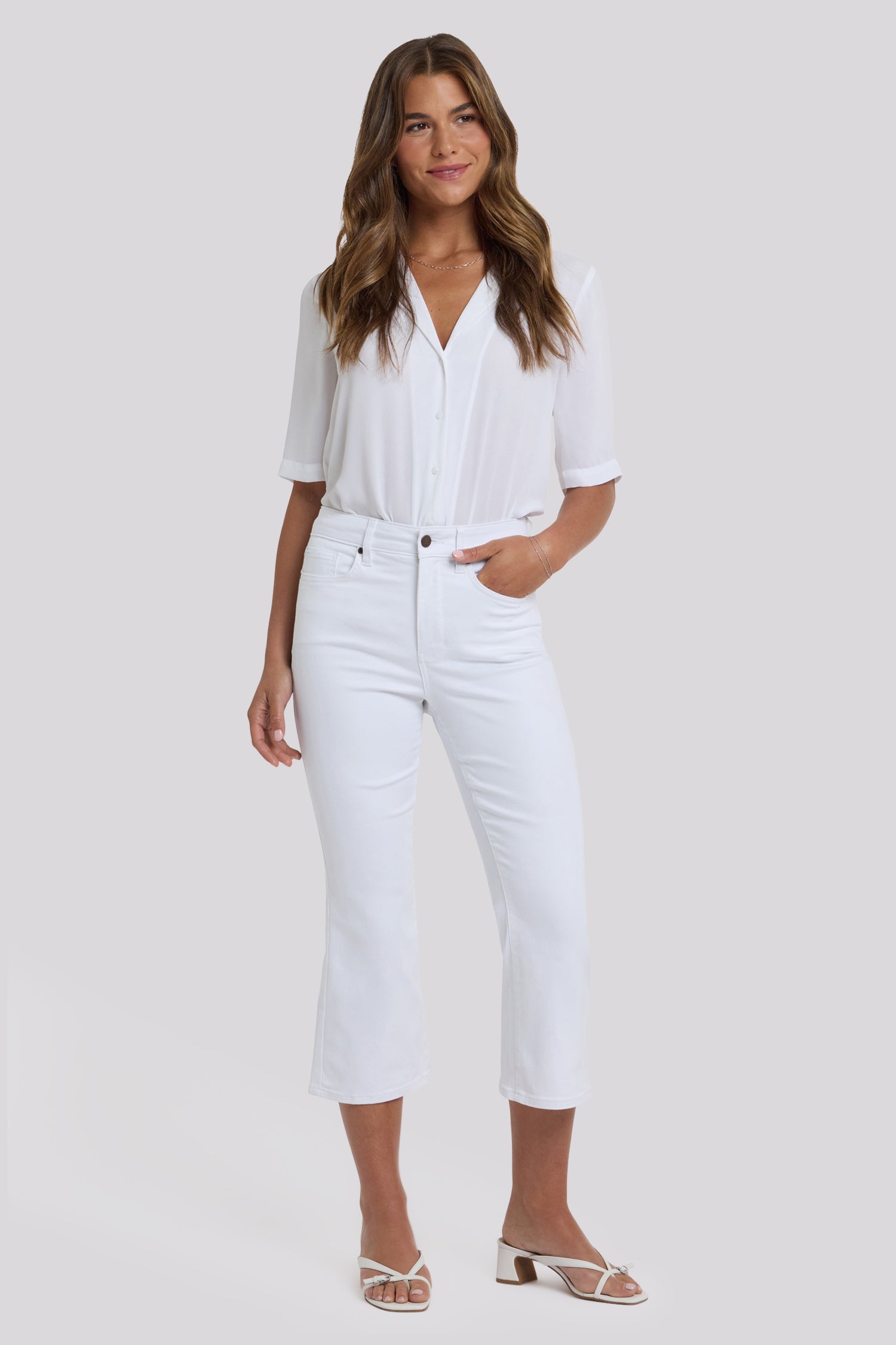 Monica Kick Flare Crop Jeans With High Rise - Optic White White | NYDJ