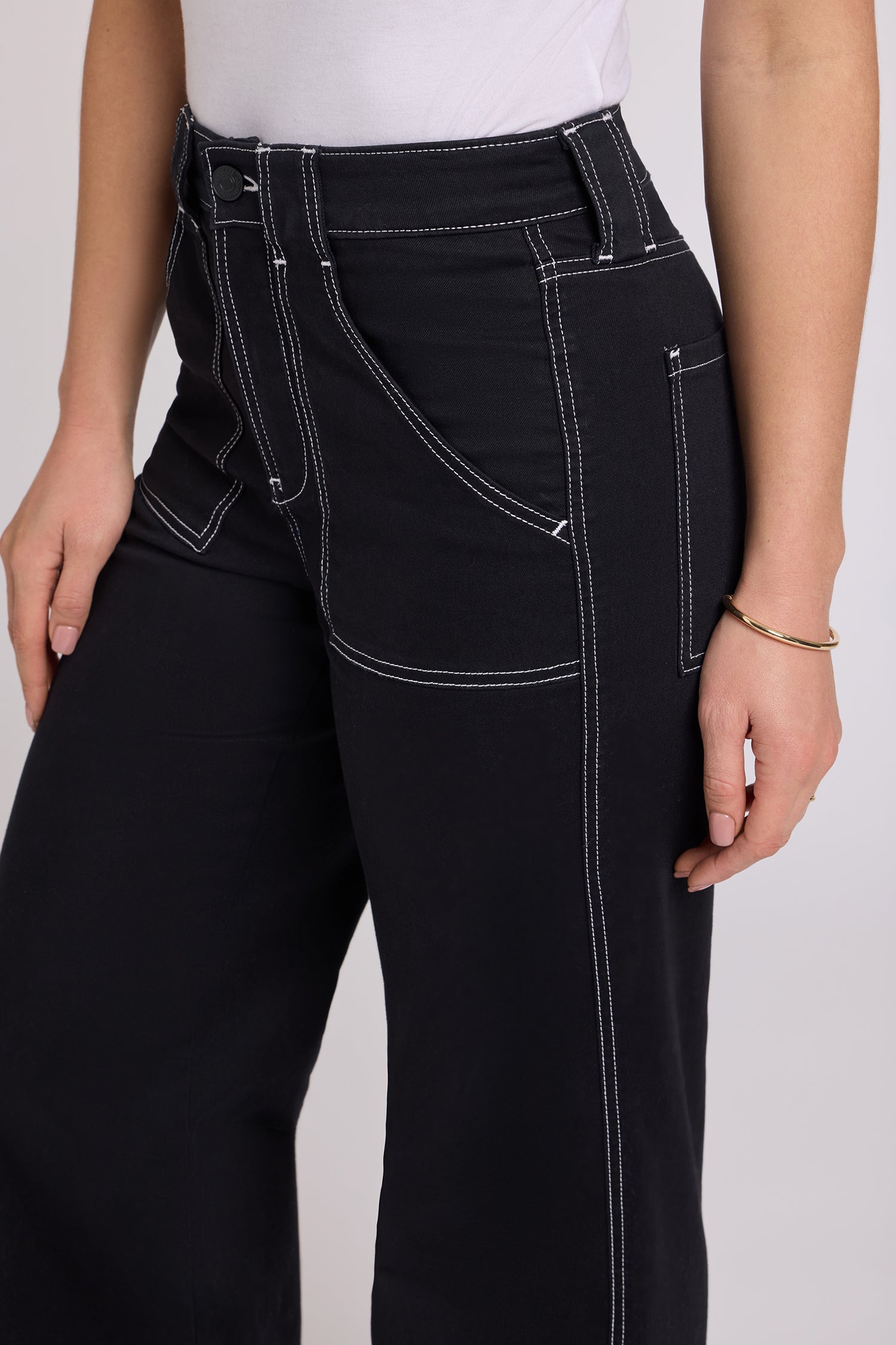 Mia Palazzo Jeans With High Rise, Utility Pockets And 31