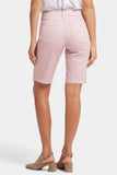 NYDJ Briella 11 Inch Denim Shorts With Side Slits - Pink Frost Stripe