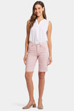 NYDJ Briella 11 Inch Denim Shorts With Side Slits - Pink Frost Stripe