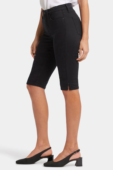 NYDJ Sophie Bike Capri Jeans With Riveted Side Slits - Black