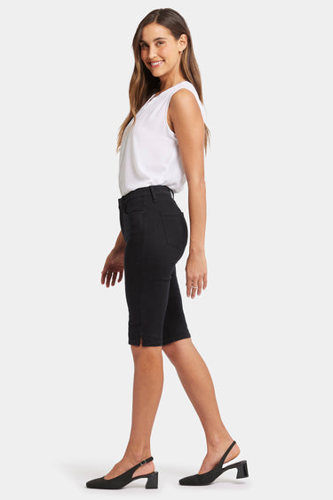 NYDJ Sophie Bike Capri Jeans With Riveted Side Slits - Black