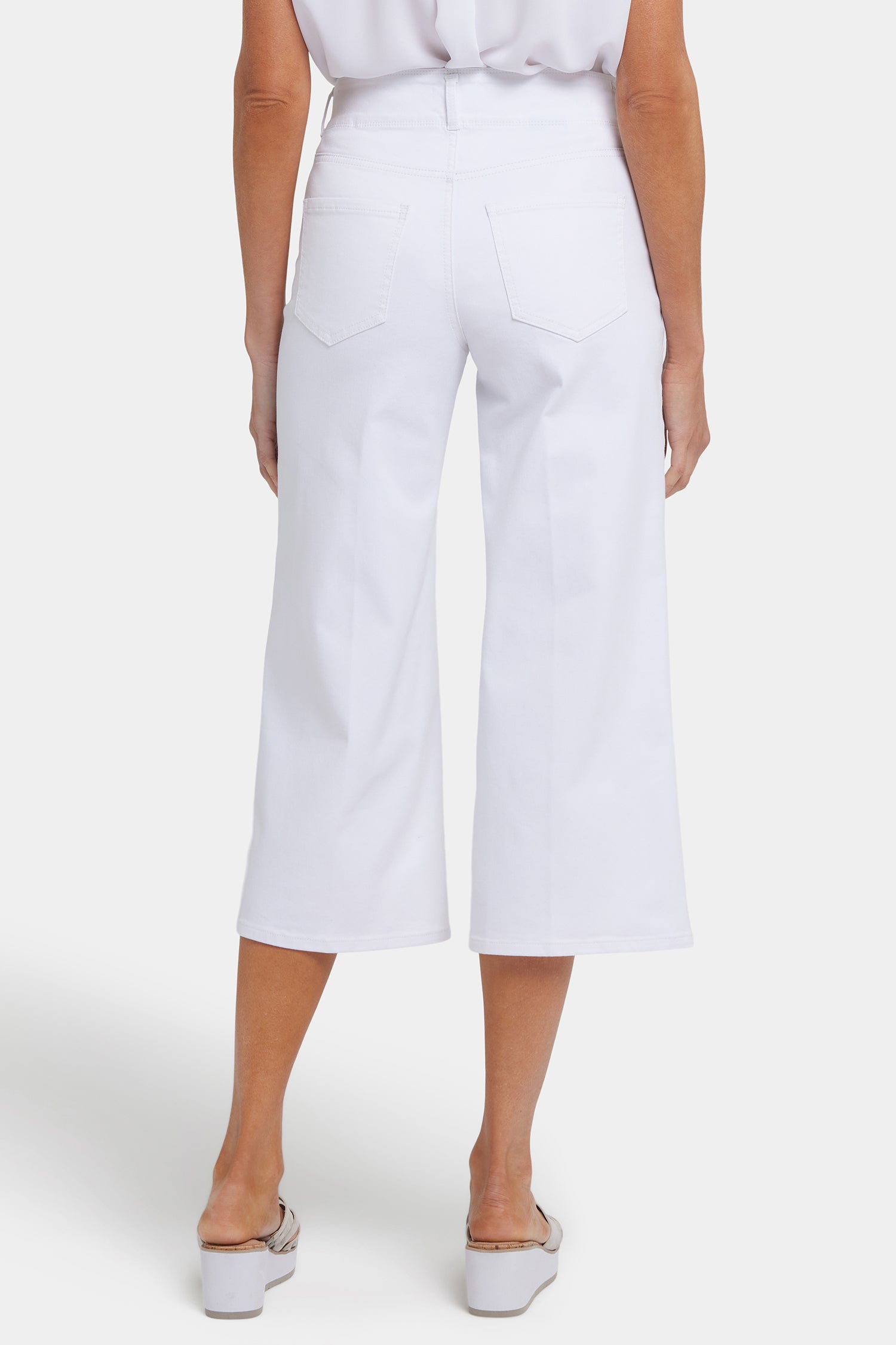 Brigitte Wide Leg Capri Jeans With High Rise - Optic White