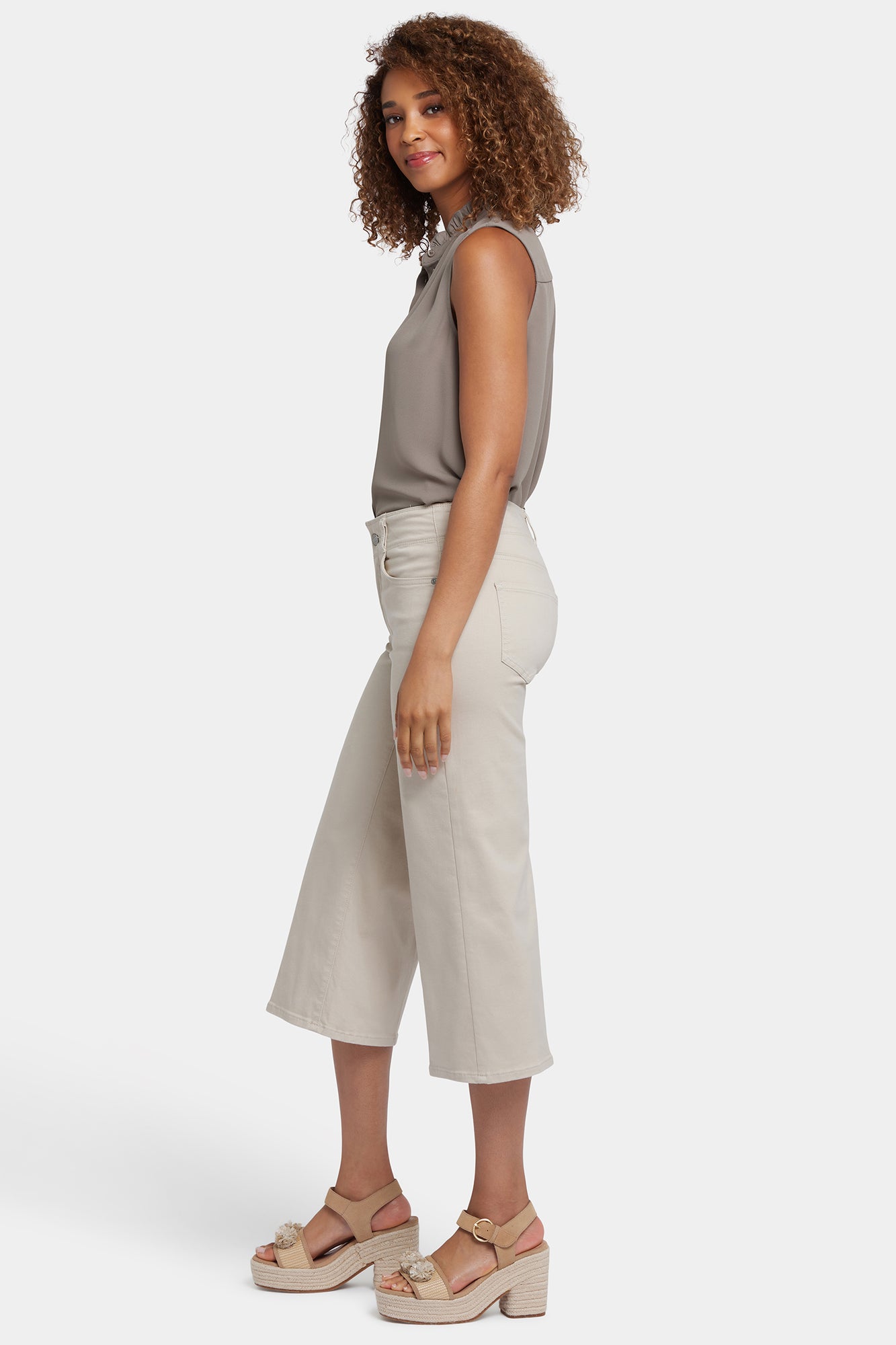 NYDJ Brigitte Wide Leg Capri Jeans With High Rise - Feather
