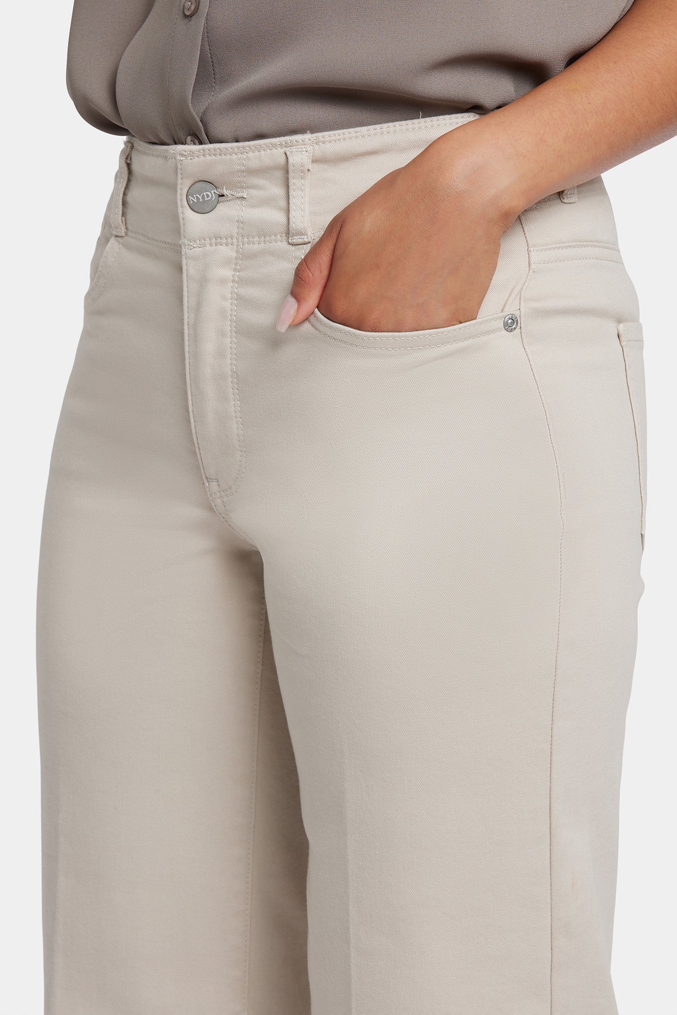 NYDJ Brigitte Wide Leg Capri Jeans With High Rise - Feather