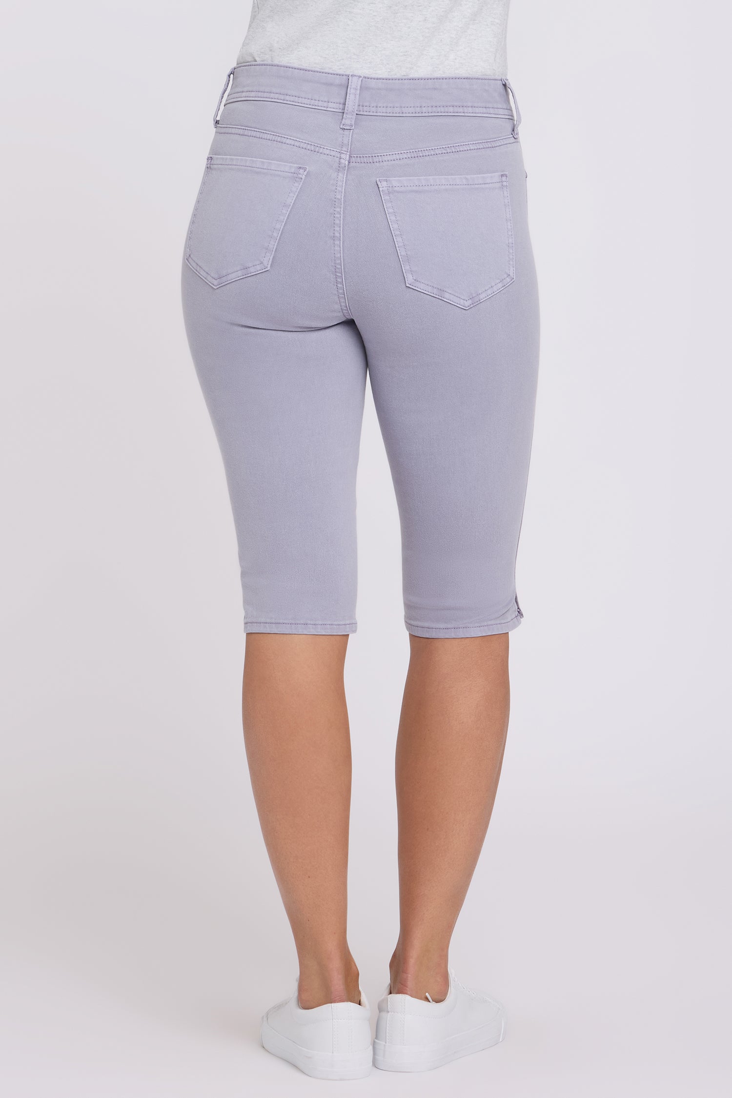 Sophie Bike Capri Jeans With Outseam Stitching And Side Slits