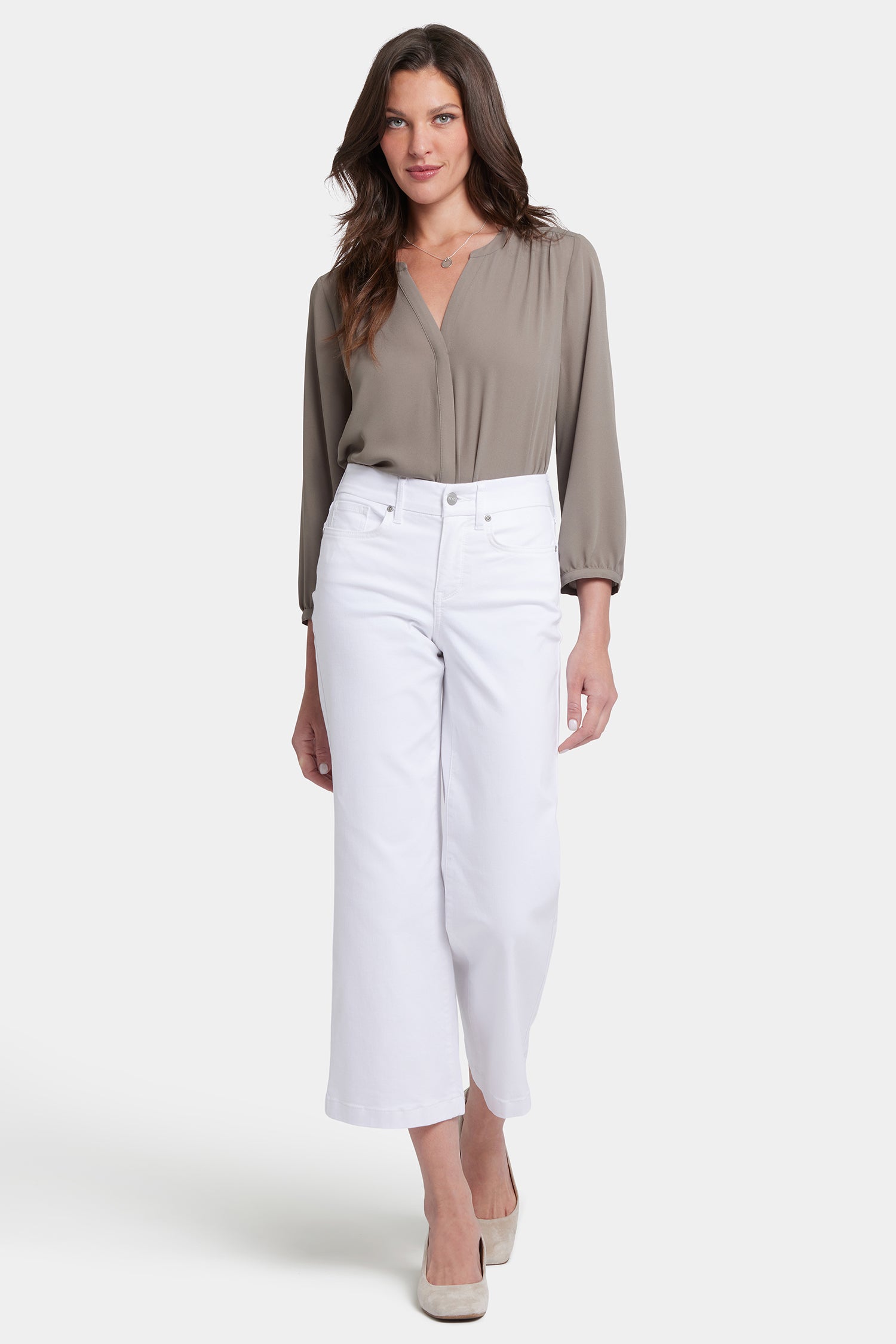 Waist-Match™ Teresa Wide Leg Ankle Jeans - Optic White White | NYDJ