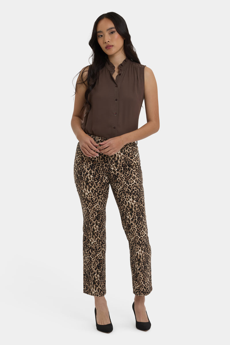 NYDJ Marilyn Straight Ankle Jeans In Leopard Print Denim - Savanna Leopard