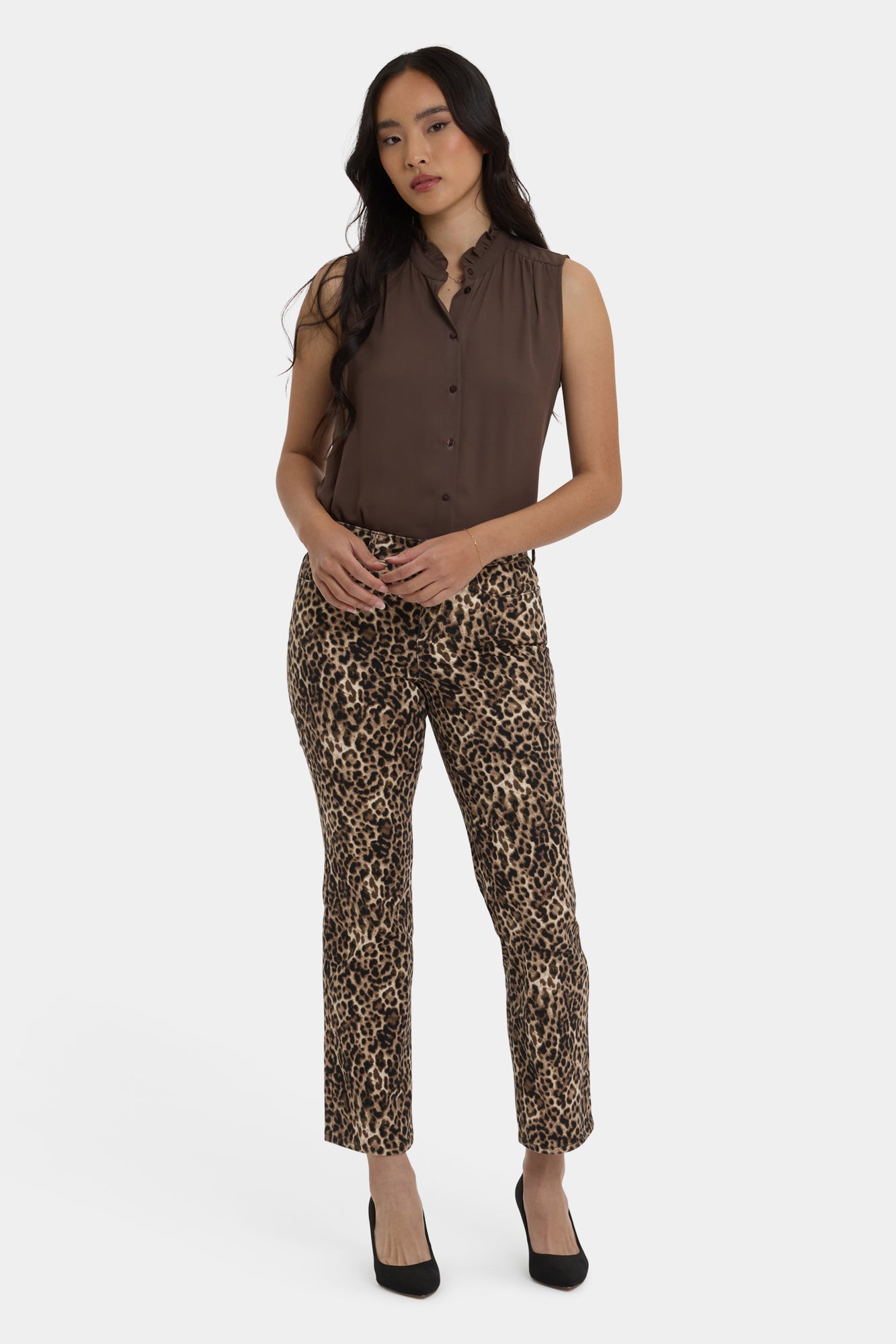 NYDJ Marilyn Straight Ankle Jeans In Leopard Print Denim - Savanna Leopard