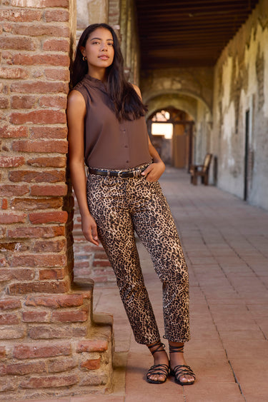 NYDJ Marilyn Straight Ankle Jeans In Leopard Print Denim - Savanna Leopard