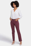 NYDJ Marilyn Straight Jeans With High Rise And Wide Waistband - Dark Cherry