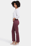 NYDJ Marilyn Straight Jeans With High Rise And Wide Waistband - Dark Cherry