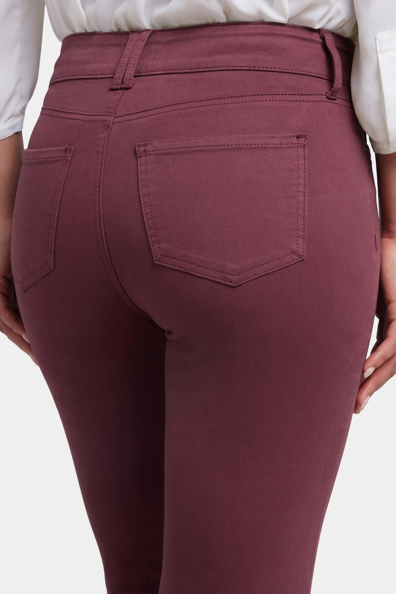 NYDJ Marilyn Straight Jeans With High Rise And Wide Waistband - Dark Cherry