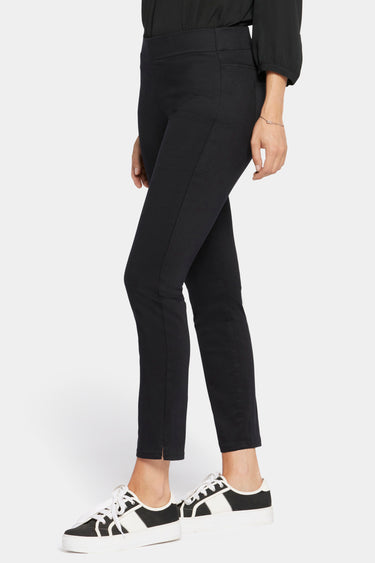 NYDJ Skinny Ankle Pull-On Jeans With Sideseam Slit - Black