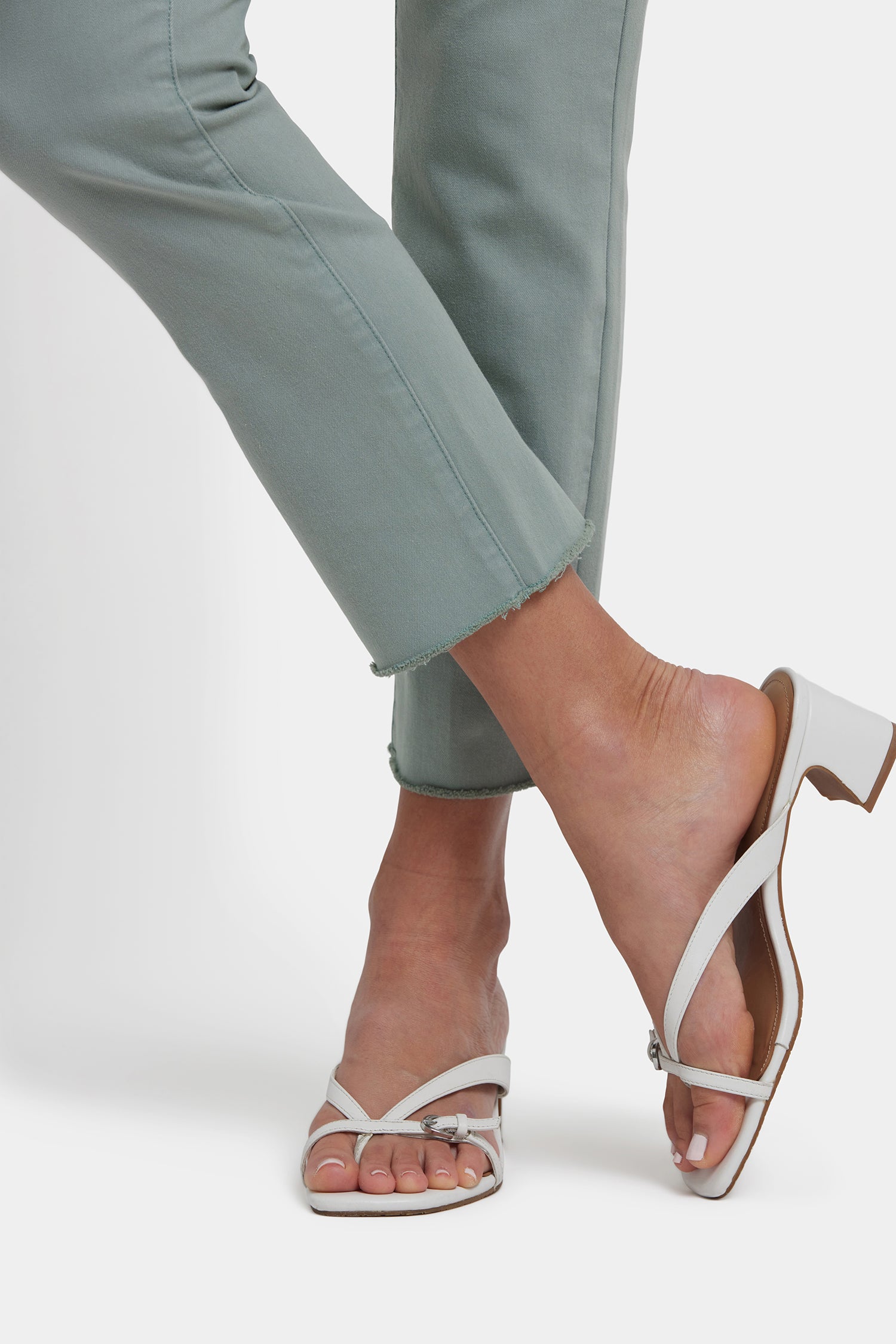 Sheri Slim Ankle Jeans With Frayed Hems - Mistletoe Green | NYDJ