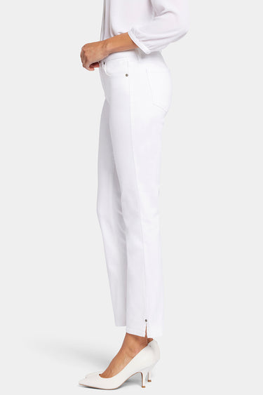 NYDJ Sheri Slim Ankle Jeans With Riveted Side Slits - Optic White