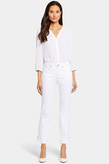 NYDJ Sheri Slim Ankle Jeans With Riveted Side Slits - Optic White