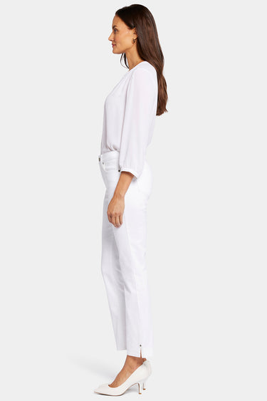 NYDJ Sheri Slim Ankle Jeans With Riveted Side Slits - Optic White